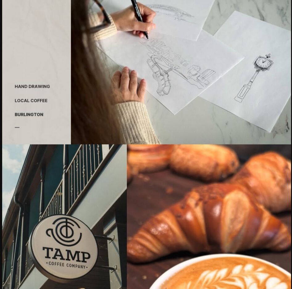 Ashley Ann drawing landmarks for The Burlington Mug