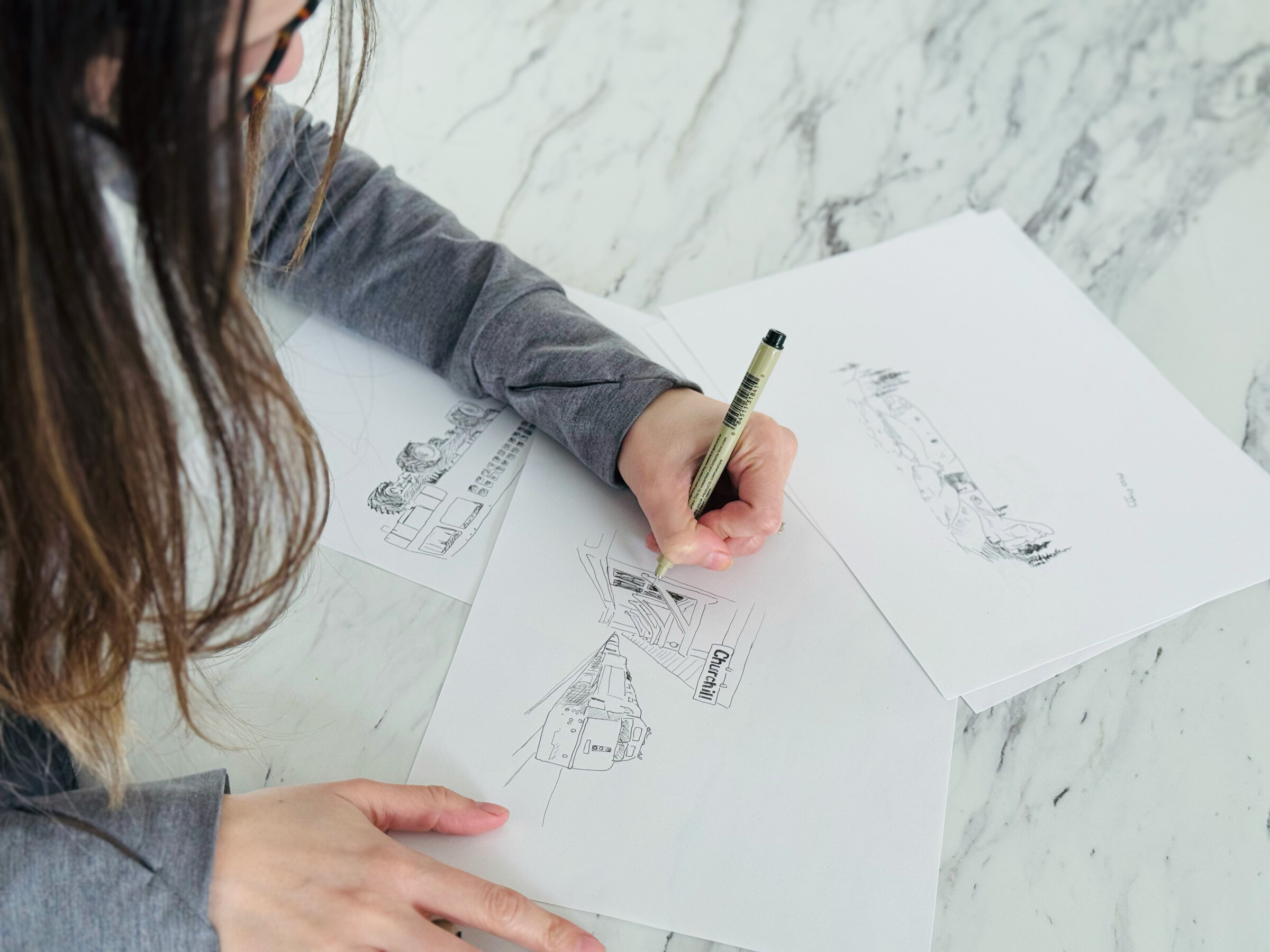 Artist Ashley Ann’s hand-drawn process for The Churchill Mug