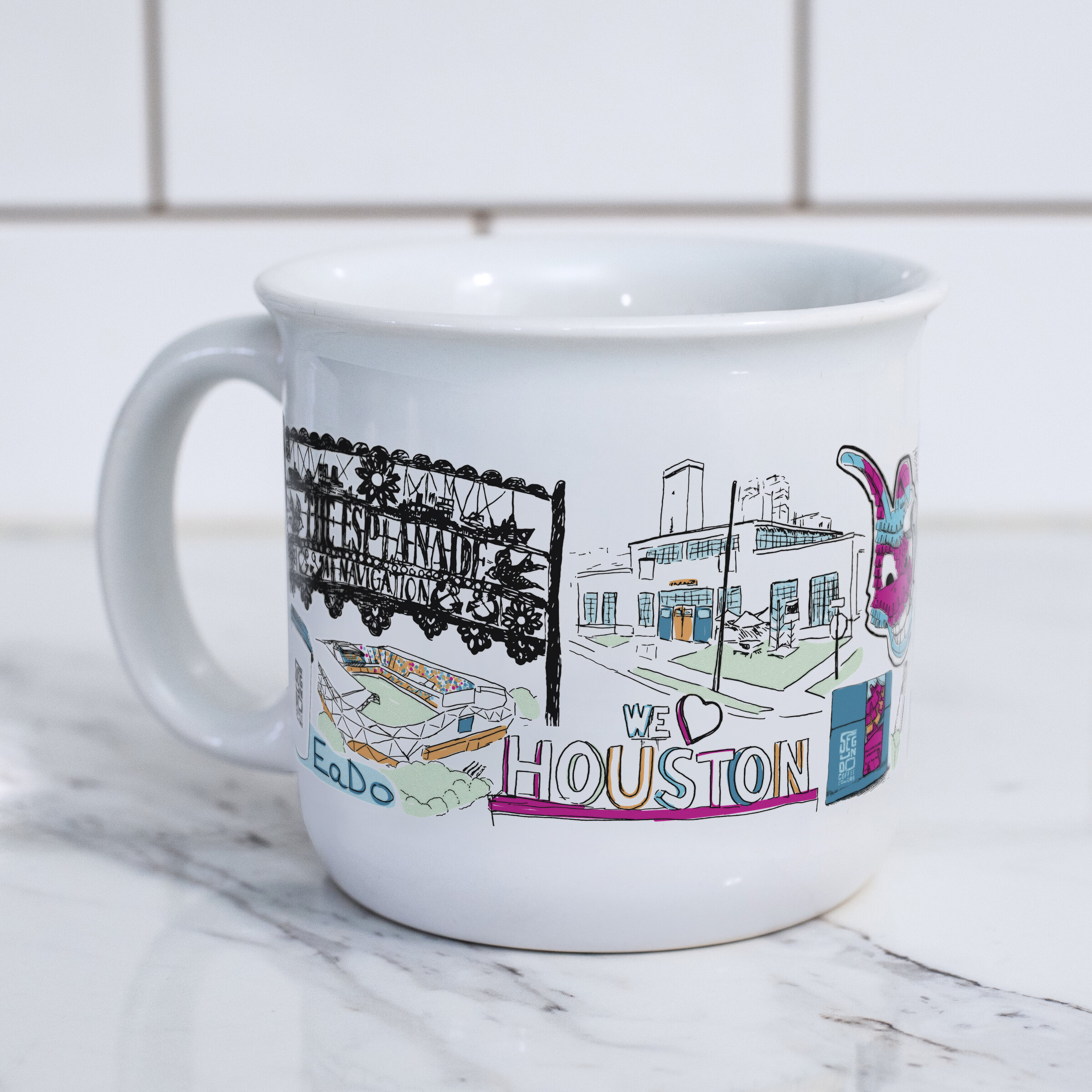 Wraparound detail of The East End Houston Mug