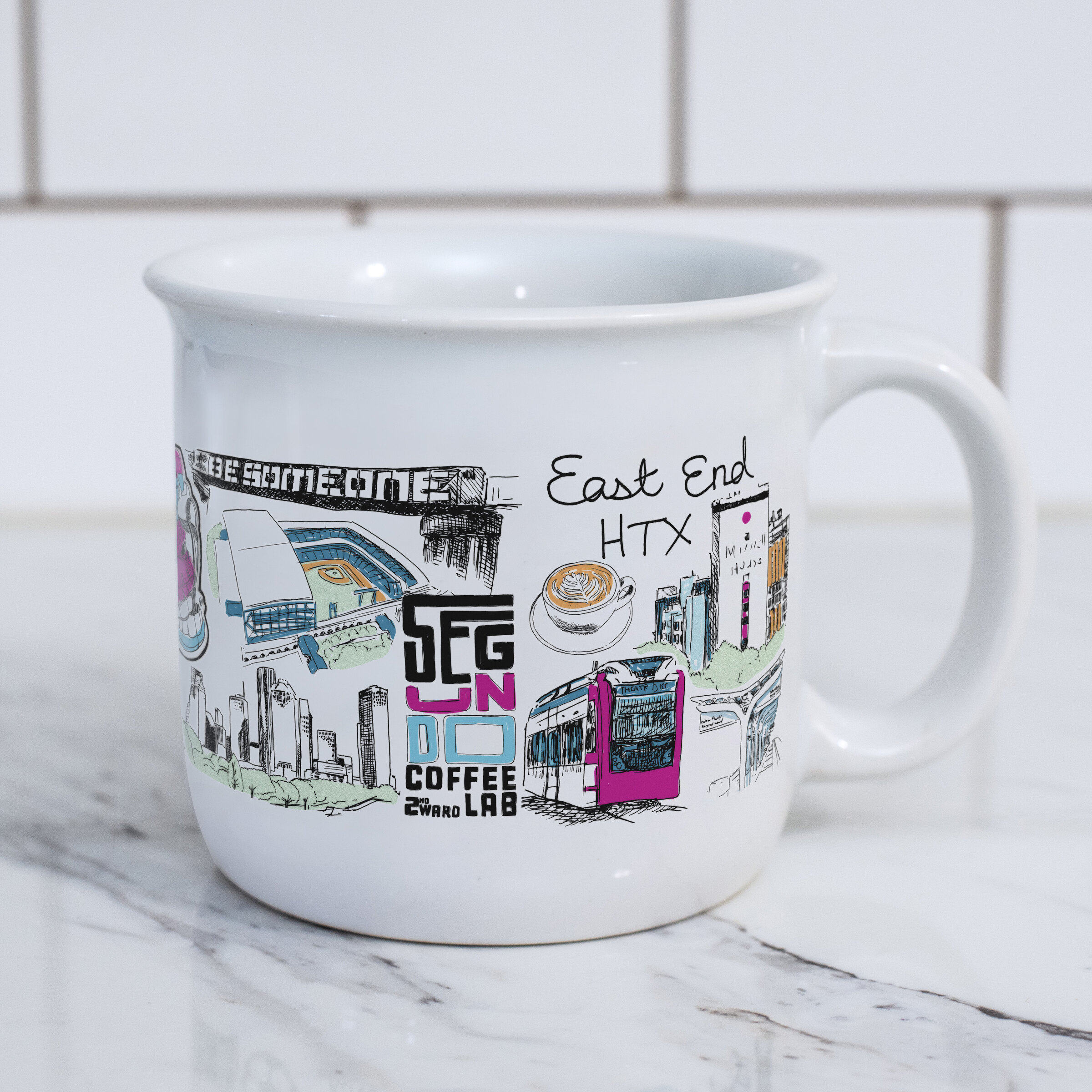 The East End Houston Mug collaboration by Artist Ashley Ann