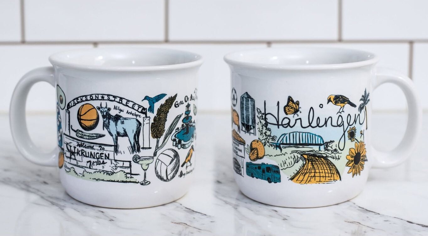 The Harlingen Mug collaboration by Artist Ashley Ann