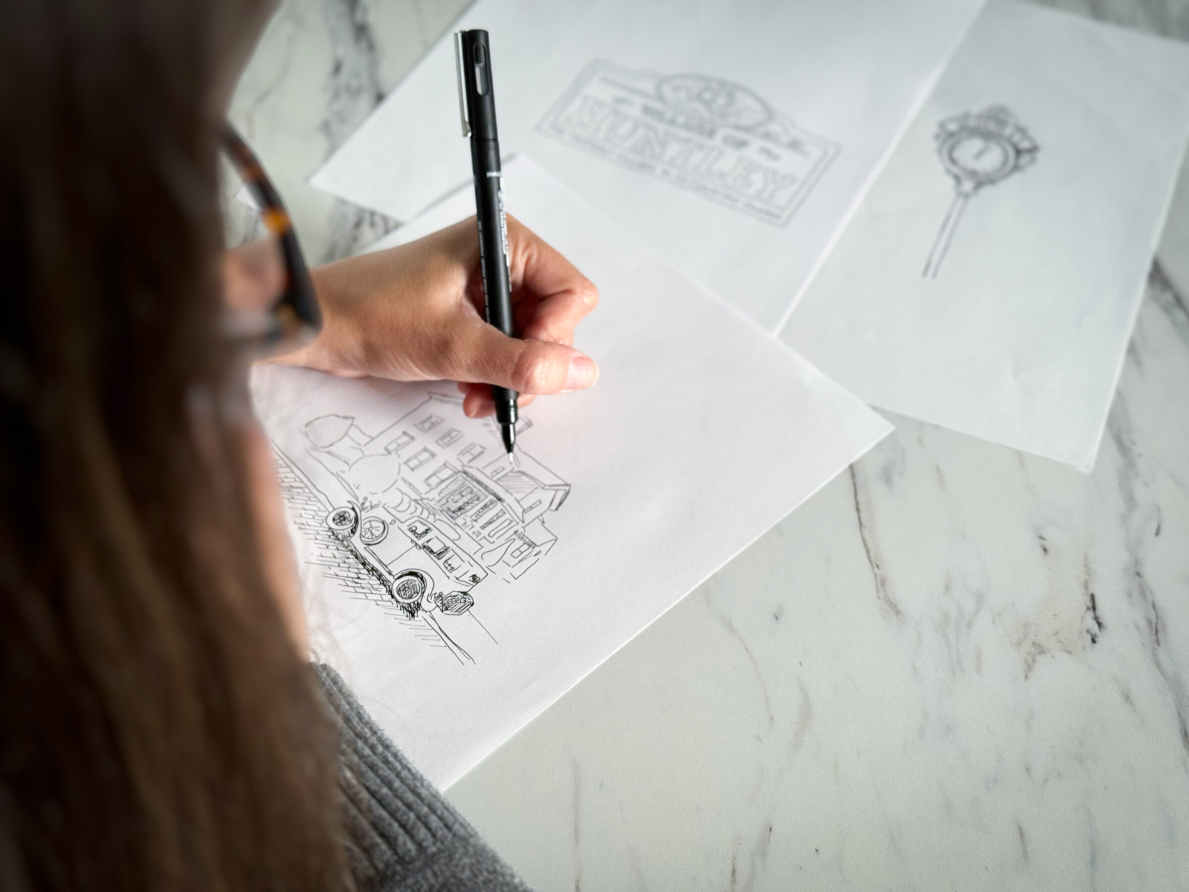 Artist Ashley Ann’s hand-drawn process for The Huntley Mug