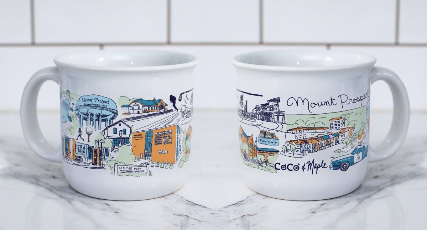 The Mount Prospect Mug collaboration by Artist Ashley Ann